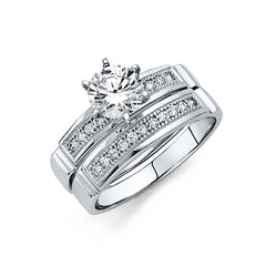 14K White Gold Round 3mm CZ Engagement Ring
