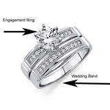 14K White Gold Round 3mm CZ Ladies Wedding Ring--Wedding Band And Engagement Ring are sold Separately