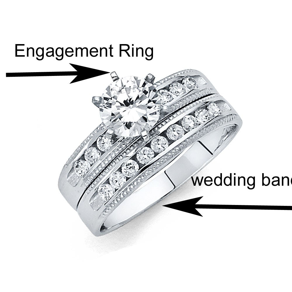 14K White Gold Round 3mm CZ Ladies Wedding Band
