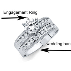 14K White Gold Round 3mm CZ Ladies Wedding Band