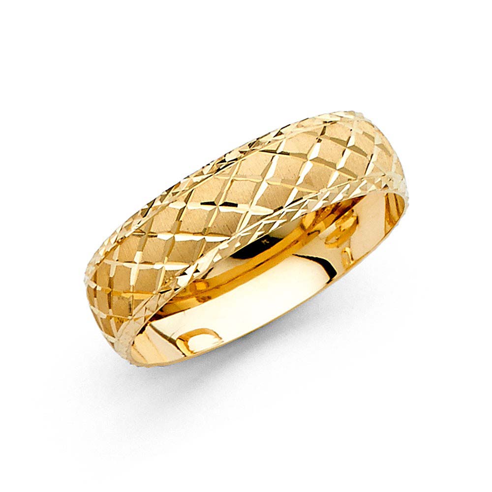 14K Yellow Gold 6mm Fancy DC Men's Wedding Band