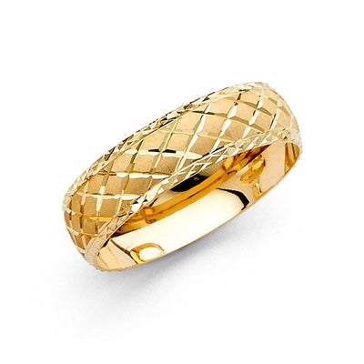 14K Yellow Gold 6mm Fancy DC Men's Wedding Band