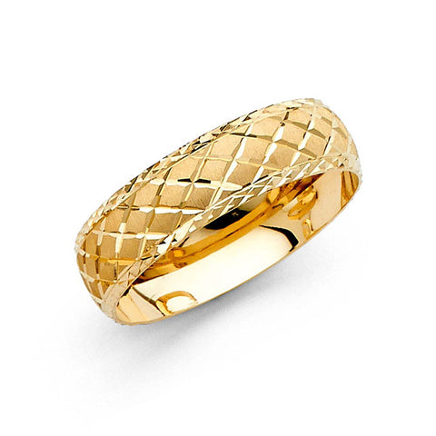 14K Yellow Gold 6mm Fancy DC Men's Wedding Band