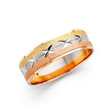 Load image into Gallery viewer, 14K Tri Color Gold 6mm Fancy DC Men's Wedding Band
