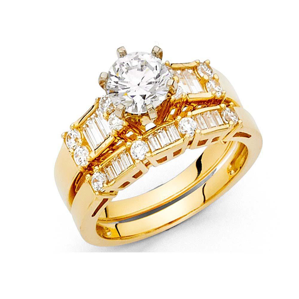 14K Yellow Gold Round CZ Ladies Wedding Band