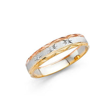 Load image into Gallery viewer, 14K Tri Color Gold 4mm Fancy DC Ladies Wedding Band