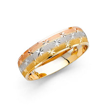 Load image into Gallery viewer, 14K Tri Color Gold 6mm Fancy DC Ladies Wedding Band