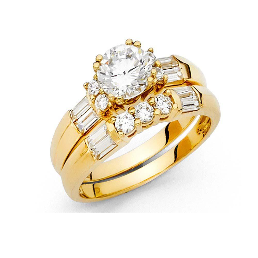 14K Yellow Gold Round CZ Ladies Wedding Band