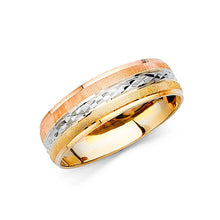 Load image into Gallery viewer, 14K Tri Color Gold 6mm Men's Wedding Band