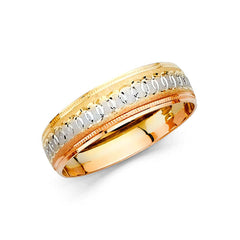 14K Tri Color Gold 6mm Men's Wedding Band