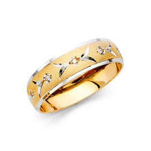 Load image into Gallery viewer, 14k Two Tone Gold 6mm Men's CZ Wedding Band