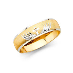 14k Two Tone Gold 6mm Men's CZ Wedding Band