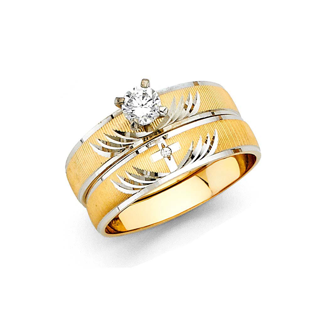 14k Two Tone Gold 4mm Ladies CZ Wedding Ring--Wedding Band and Engagement Rings are sold Separately