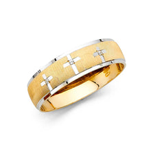 Load image into Gallery viewer, 14k Two Tone Gold 6mm Men's CZ Wedding Band