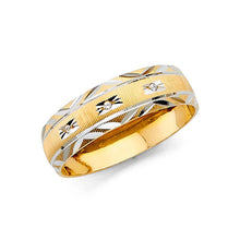 Load image into Gallery viewer, 14k Two Tone Gold 6mm Men's CZ Wedding Band