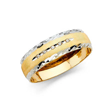 Load image into Gallery viewer, 14k Two Tone Gold 6mm Men's CZ Wedding Band