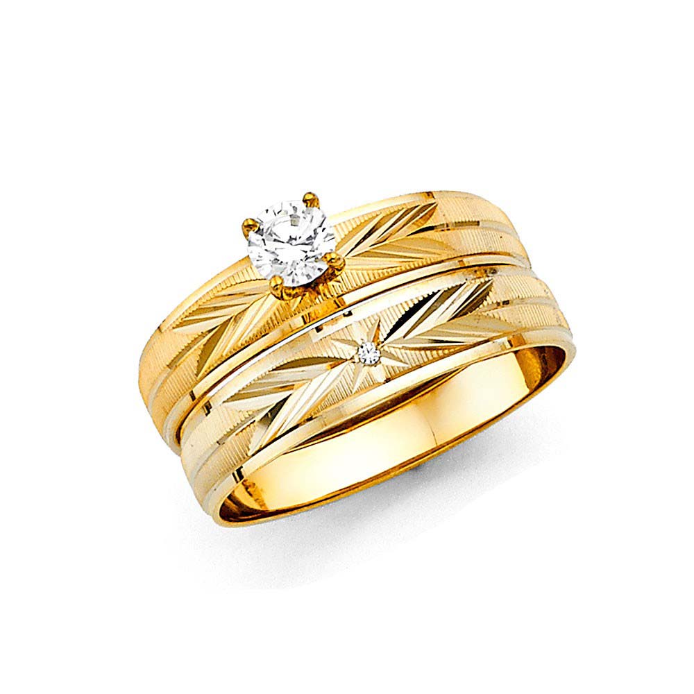 14k Two Tone Gold 4mm Ladies CZ Wedding Ring--Wedding Band and Engagement Rings are sold Separately