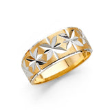 14K Two Tone 8mm DC Tapered Sizeable Men's FancyWedding Band