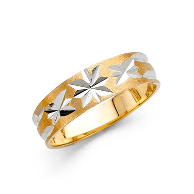 14K Two Tone 6mm DC Tapered Sizeable Men's FancyWedding Band