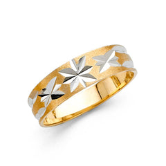 14K Two Tone 6mm DC Tapered Sizeable Men's FancyWedding Band