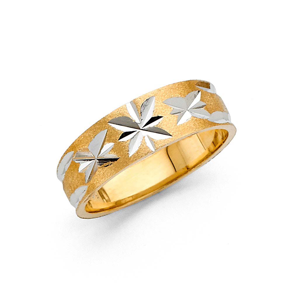 14K Two Tone 6mm DC Tapered Sizeable Men's FancyWedding Band