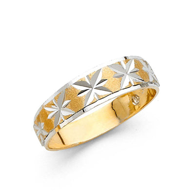 14K Two Tone 6mm DC Tapered Sizeable Men's FancyWedding Band