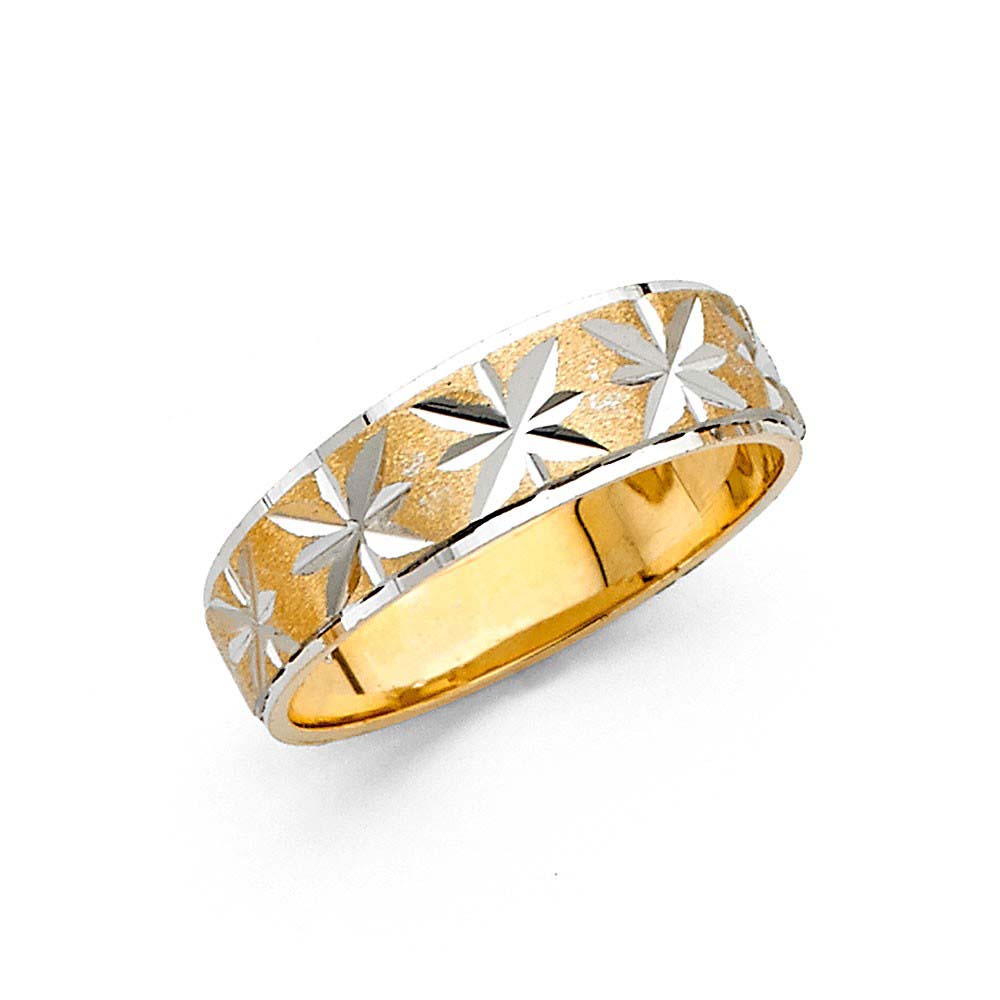 14K Two Tone 6mm DC Tapered Sizeable Men's FancyWedding Band