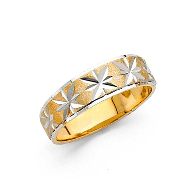14K Two Tone 6mm DC Tapered Sizeable Men's FancyWedding Band