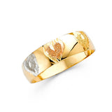 14K Tri Color 6mm Tapered Sizeable Ladies Wedding Band