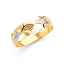 Load image into Gallery viewer, 14K Tri Color 6mm Tapered Sizeable Ladies Wedding Band