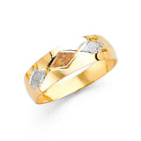 14K Tri Color 6mm Tapered Sizeable Ladies Wedding Band