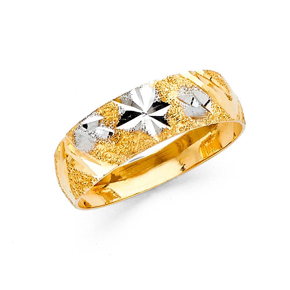 14K Two Tone 6mm Tapered Sizeable Ladies Wedding Band