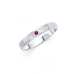 14K White Gold 3mm Pink and Clear CZ Assorted Heart Ring