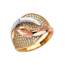 Load image into Gallery viewer, 14K Tri Color Fancy CZ Engagement Ring - silverdepot