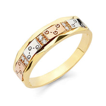Load image into Gallery viewer, 14K Tri Color Gold 5mm CZ Men's Wedding Band