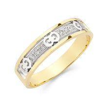 Load image into Gallery viewer, 14K Two Tone Gold 5mm CZ Men&#39;s Wedding Band