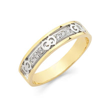 Load image into Gallery viewer, 14K Two Tone Gold 4mm CZ Ladies Wedding Band
