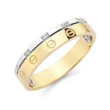 Load image into Gallery viewer, 14K Two Tone Gold 5mm CZ Men&#39;s Wedding Band