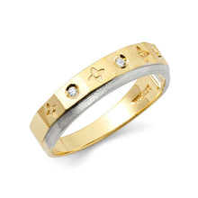 Load image into Gallery viewer, 14K Two Tone Gold 5mm CZ Men's Wedding Band