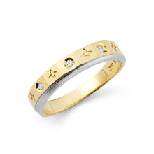 Load image into Gallery viewer, 14K Two Tone Gold 4mm CZ Ladies Wedding Band