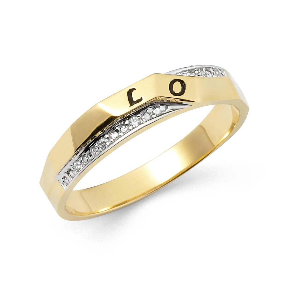 14K Two Tone Gold 4mm CZ Men's Wedding Band