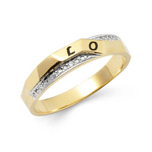 Load image into Gallery viewer, 14K Two Tone Gold 4mm CZ Men's Wedding Band
