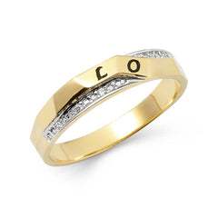 14K Two Tone Gold 4mm CZ Men's Wedding Band