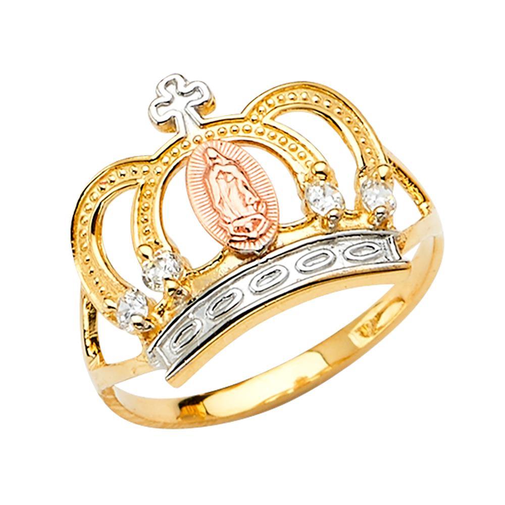 14K Tri Color Crown Ring