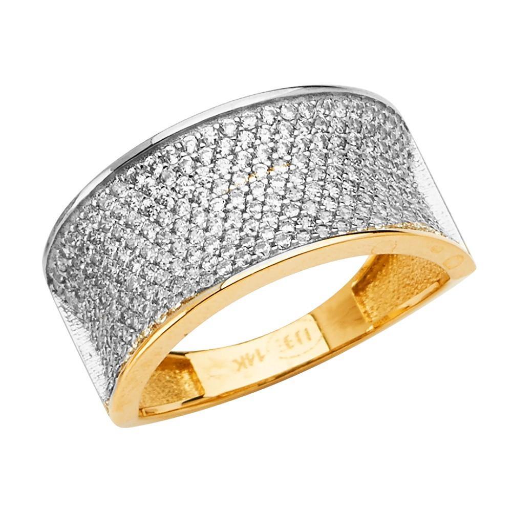 14K Two Tone Fancy Clear CZ Ring