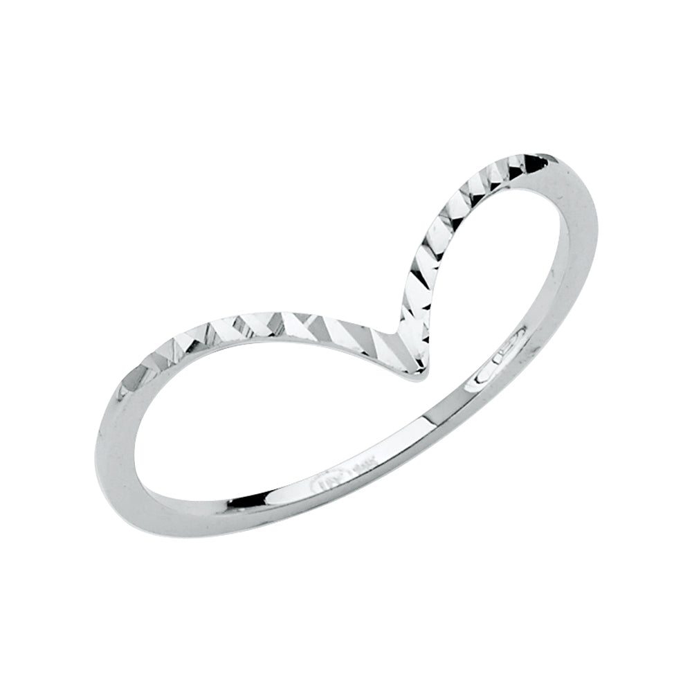 14K White V-SHAPE LADIES DC Band 1grams