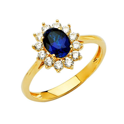 14K Yellow Gold Clear CZ Engagement Ring - silverdepot