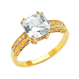14K Yellow Gold Clear CZ Engagement Ring