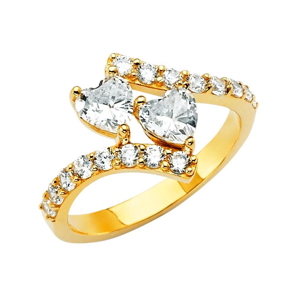 14K Yellow Gold Clear CZ Engagement Ring