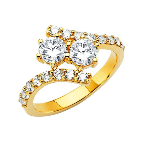 14K Yellow Gold Clear CZ Engagement Ring